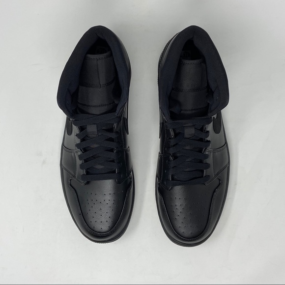 Air Jordan 1 Mid Triple Black Mens Retro Nike - Picture 6 of 8